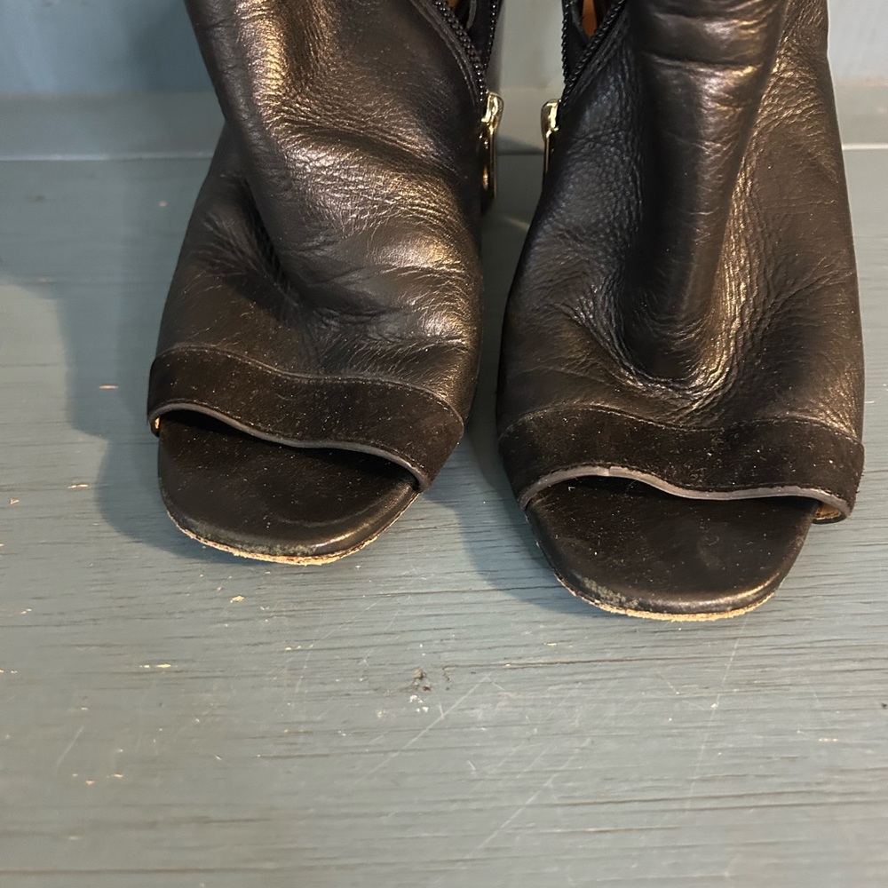 Coach Black Leather Open-Toe Ankle Boots | Size 7 - Picture 8 of 9